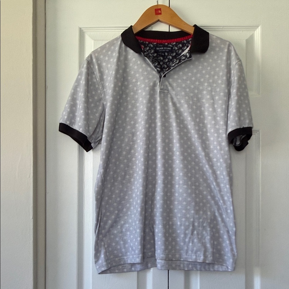 Men's Light Gray Polo with Black Trim